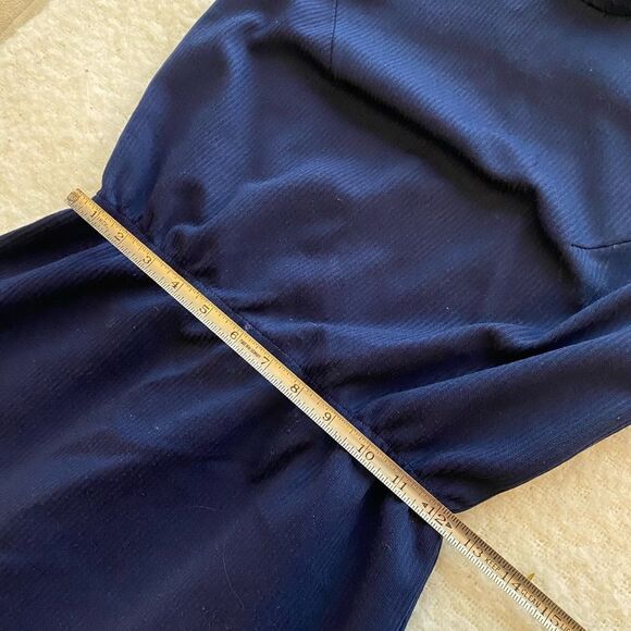 Vintage VTG Navy Blue Short Sleeve Turtleneck Dress Size Medium 60s Mod - Picture 7 of 11